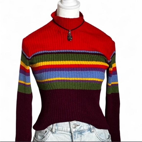 None Tops - 🌈 Y2K Rainbow Mock Neck Sweater 🌈